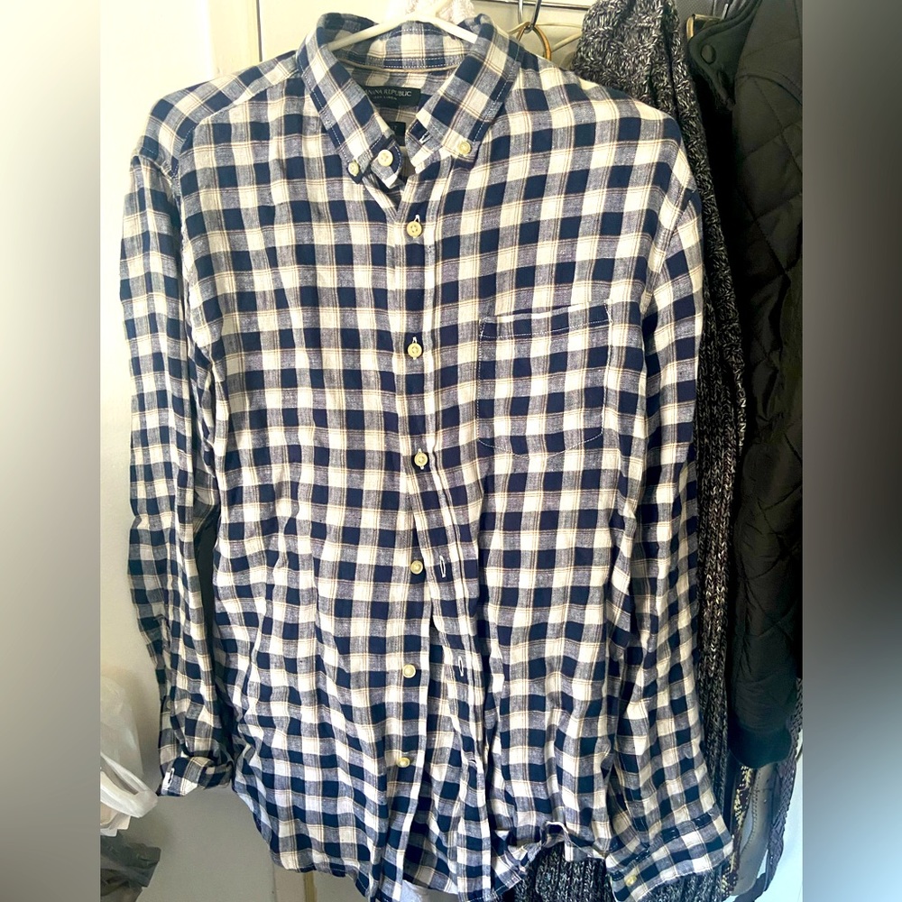 Linen plaid shirt (slim fit)